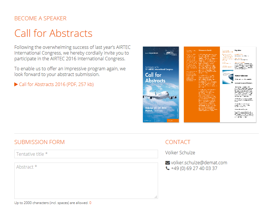 Airtec Call for abstracts